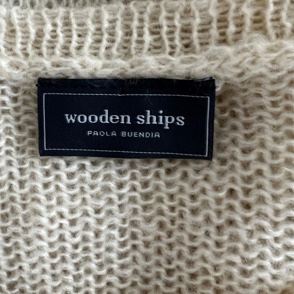 Wooden Ships - Soft Cable Knit Mohair Wool Lightweight Fisherman Sweater Sz M/L - Picture 5 of 6